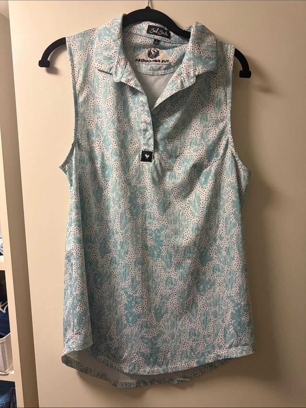 Bad Birdie Club Ride Apparel Women's Sleeveless Polo - Light Blue Floral - Picture 1 of 2